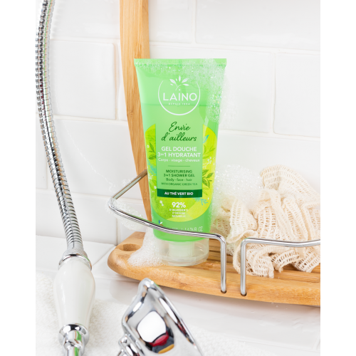 Laino Gel Douche 3-en-1 Envie d'Ailleurs au Thé Vert Bio – 200 ml