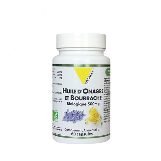 Vitall+ onagre & bourrache bio 500mg 60 capsules Vitall+ onagre & bourrache bio 500mg 60 capsules