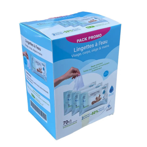 Gilbert Pack L'Essentiel Propreté Lingettes à l'Eau Biodégradables – Offre 2+1
