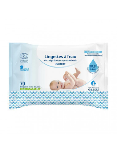 Gilbert Lingettes à l'Eau Biodégradables – 70 Unités