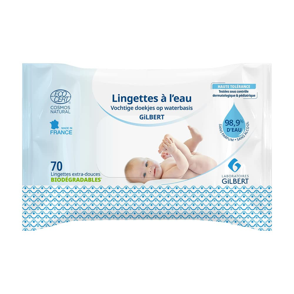 Gilbert Lingettes à l'Eau Biodégradables – 70 Unités