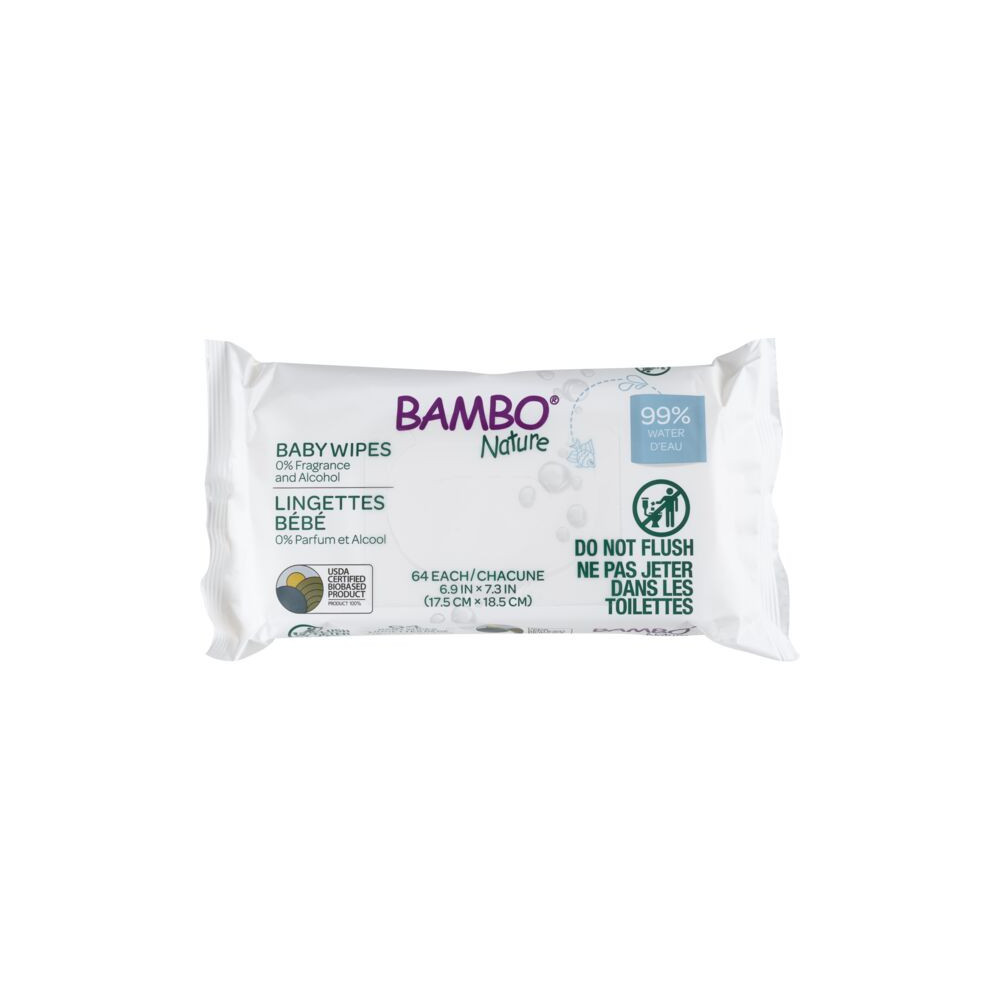 Bambo Nature – Lingettes Bébé Sans Parfum (Lotion à base d'eau)