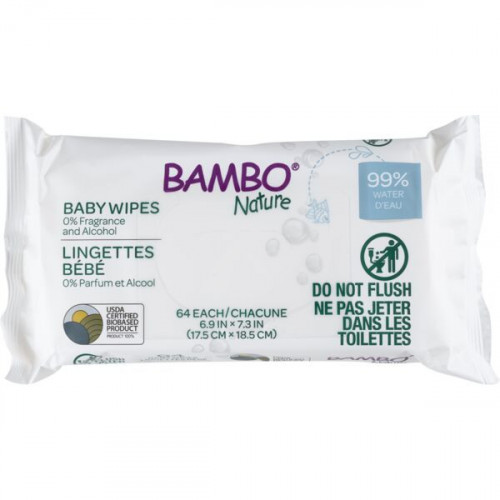 Bambo Nature – Lingettes Bébé Sans Parfum (Lotion à base d'eau)