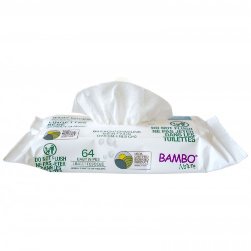 Bambo Nature – Lingettes Bébé Sans Parfum (Lotion à base d'eau)