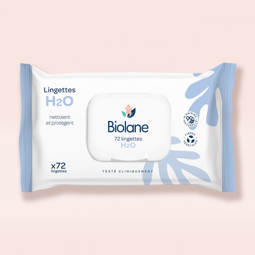 Biolane Lingettes H2O Haute Tolérance Biodégradables – Paquet de 72