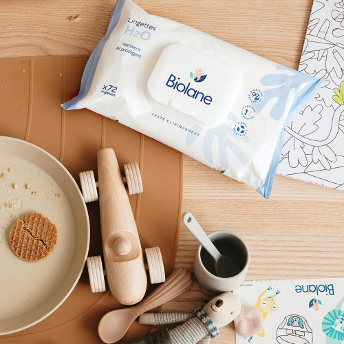 Biolane Lingettes H2O Haute Tolérance Biodégradables – Paquet de 72