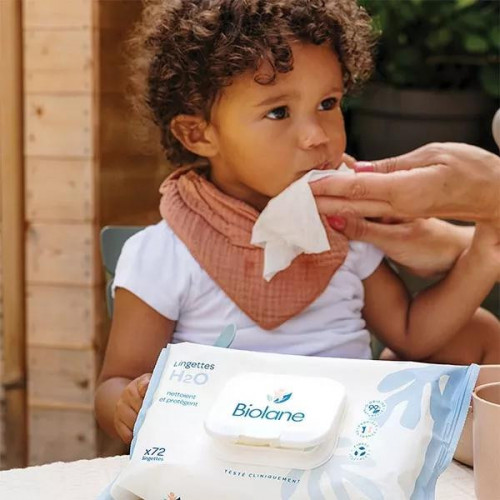 Biolane Pack Éco Lingettes H2O Biodégradables – 3 x 72 Unités