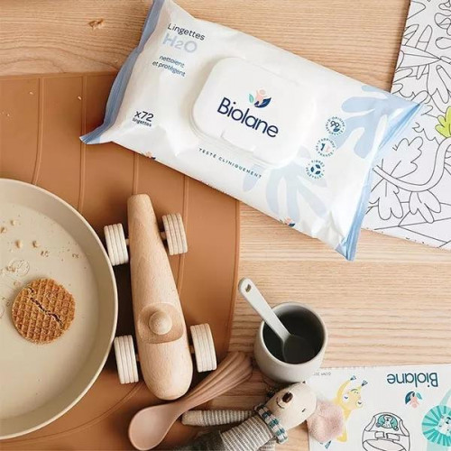 Biolane Pack Éco Lingettes H2O Biodégradables – 3 x 72 Unités