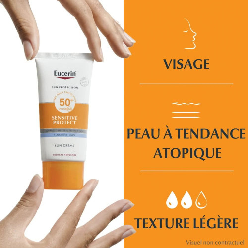Eucerin Sun Protection Sensitive Protect Crème Visage SPF 50+ – 50 ml