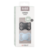 2 Sucettes BIBS Suprème Symétrique Iron / Baby Blue