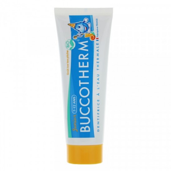 Buccotherm dentifrice junior 7-12 ans goût ice tea pêche bio 50ml Buccotherm dentifrice junior 7-12 ans goût ice tea pêche bio 50ml