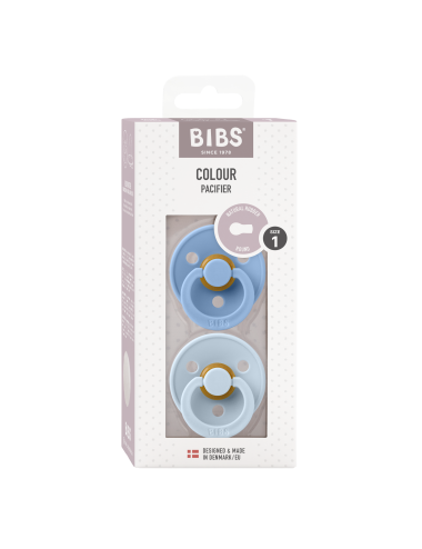 2 Sucettes BIBS Colour Ronde Sky Blue / Baby Blue