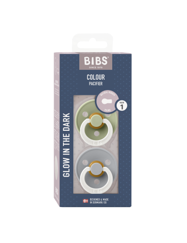 2 Sucettes BIBS Colour Ronde Sage / Cloud - GLOW