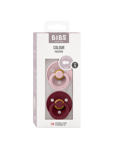 2 Sucettes BIBS Colour Ronde Pink Plum / Elderberry