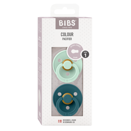 2 Sucettes BIBS Colour Ronde Nordic Mint / Forest Lake