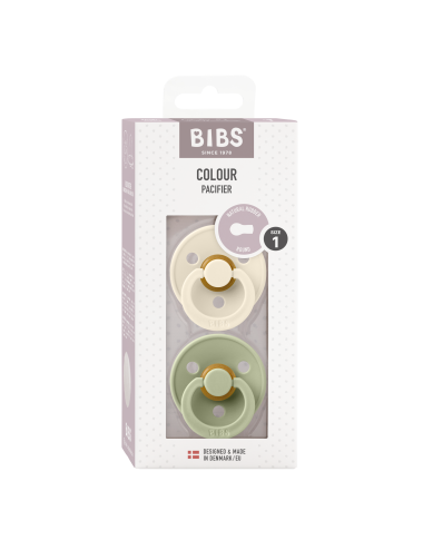 2 Sucettes BIBS Colour Ronde Ivory / Sage