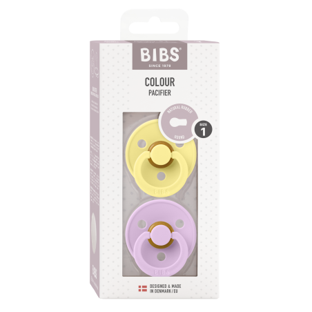 2 Sucettes BIBS Colour Ronde Sunshine / Violet sky