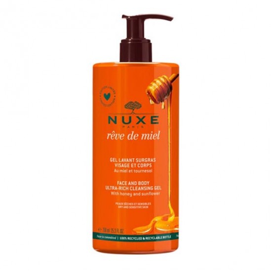 Nuxe rêve de miel gel lavant surgras visage et corps 750ml Nuxe rêve de miel gel lavant surgras visage et corps 750ml