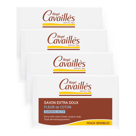 Rogé Cavaillès Savon Surgras Extra-Doux Fleur de Coton Lot de 3x250g + 1 Gratuit Rogé Cavaillès Savon Surgras Extra-Doux Fleur de Coton Lot de 3x250g + 1 Gratuit