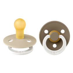 2 Sucettes BIBS Colour Ronde Dark Oak / Vanilla - GLOW)