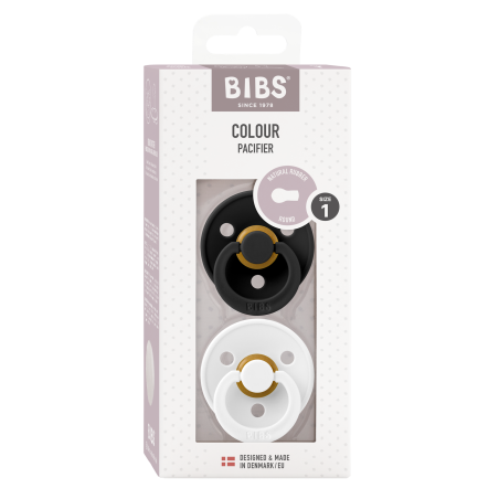 2 Sucettes BIBS Colour Ronde Black / White