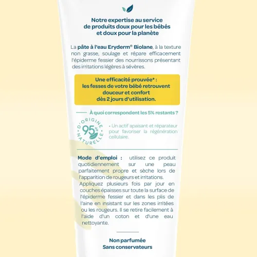 Biolane Pâte à l'Eau Eryderm Soin SOS Érythème Fessier – 75 ml