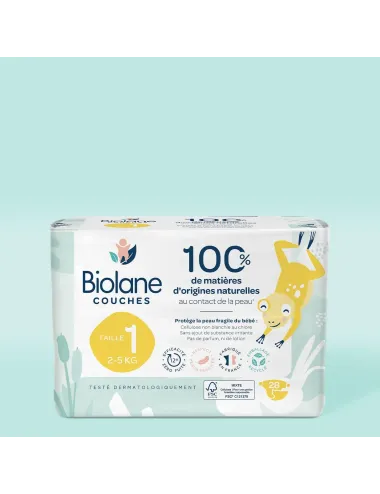 Biolane Couches Écologiques Taille 1 (2-5 kg) – Pack de 28