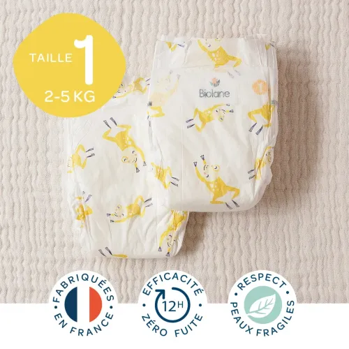 Biolane Couches Écologiques Taille 1 (2-5 kg) – Pack de 28