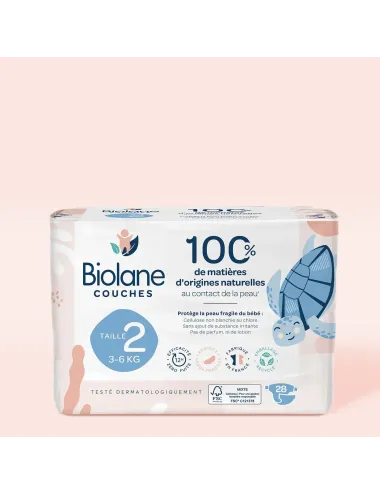 Biolane Couches Écologiques Taille 2 (3-6 kg) – Pack de 28