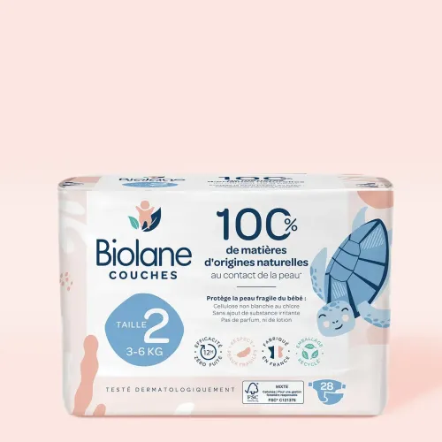 Biolane Couches Écologiques Taille 2 (3-6 kg) – Pack de 28