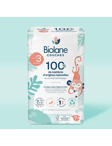 Biolane Couches Écologiques Taille 3 (4-9 kg) – Pack de 52