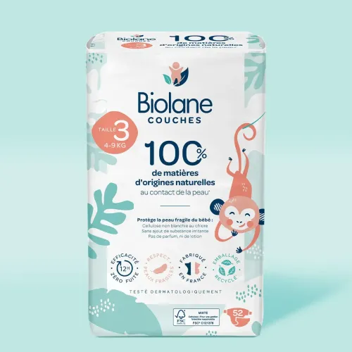 Biolane Couches Écologiques Taille 3 (4-9 kg) – Pack de 52