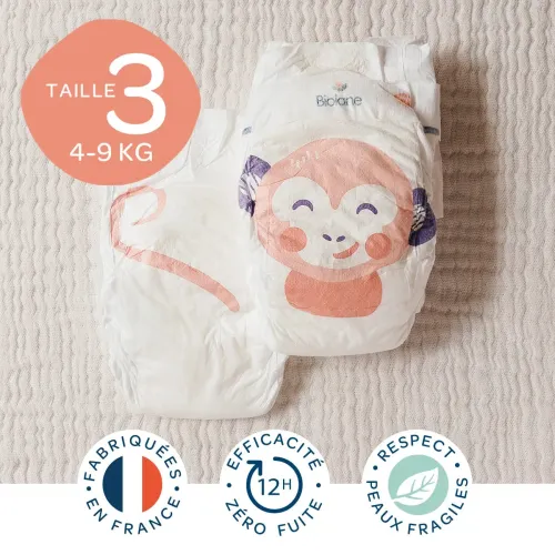 Biolane Couches Écologiques Taille 3 (4-9 kg) – Pack de 52