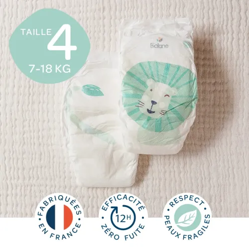 Biolane Couches Écologiques Taille 4 (7-18 kg) – Pack de 44