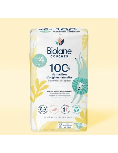 Biolane Couches Écologiques Taille 4 (7-18 kg) – Pack de 44