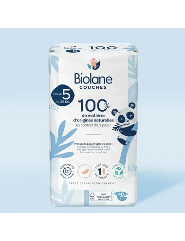 Biolane Couches Écologiques Taille 5 (11-25 kg) – Pack de 40