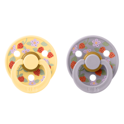 2 Sucettes BIBS Colour Ronde Eloise Strawberry and Cream