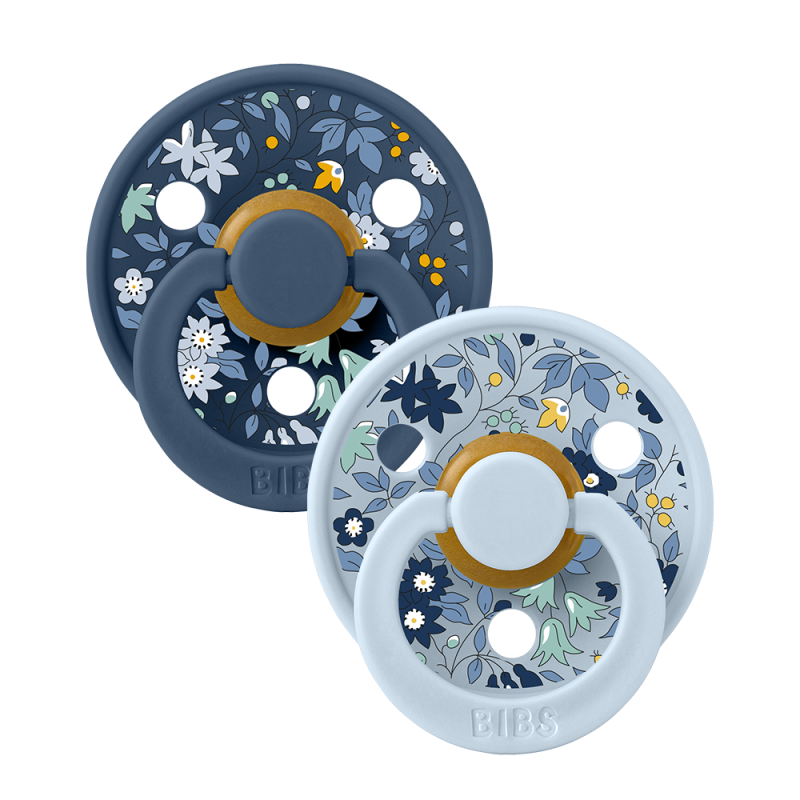 2 Sucettes BIBS Colour Ronde Eloise Chamomile Lawn Baby Blue Mix
