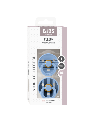 2 Sucettes BIBS Colour Ronde Studio Sky Blue Mix