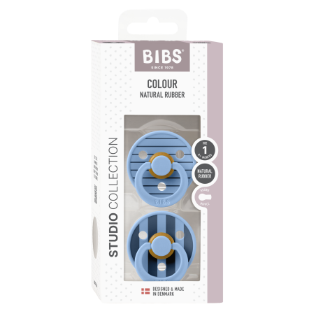 2 Sucettes BIBS Colour Ronde Studio Sky Blue Mix