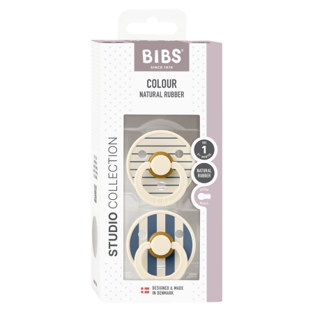 2 Sucettes BIBS Colour Ronde Studio Ivory Steel Blue Mix
