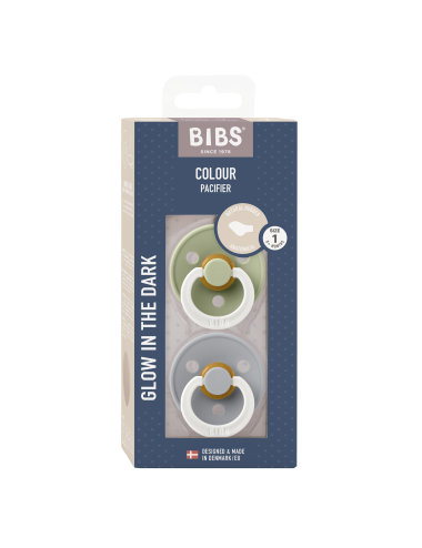 2 Sucettes BIBS Colour Anatomique Sage / Cloud - GLOW