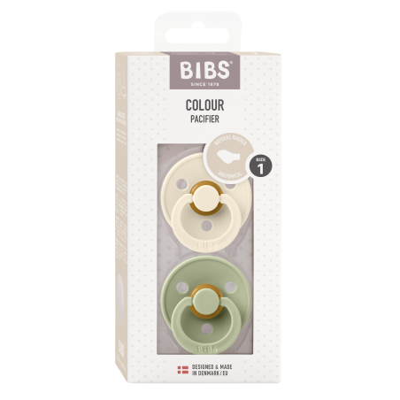 2 Sucettes BIBS Colour Anatomique Ivory / Sage
