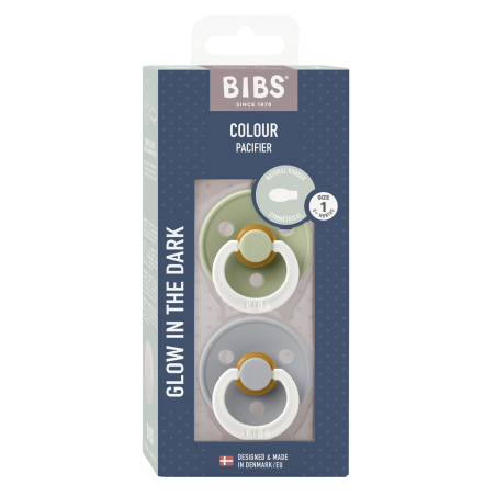 2 Sucettes BIBS Colour Symetique Sage / Cloud - GLOW