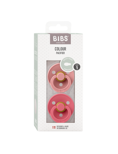 2 Sucettes BIBS Colour Symetique Dusty Pink / Coral