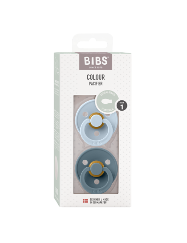 2 Sucettes BIBS Colour Symetique Baby Blue / Petrol