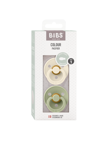 2 Sucettes BIBS Colour Symetique Ivory / Sage