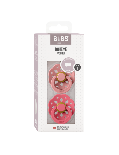 2 Sucettes BIBS Bohème Ronde Dusty Pink / Coral