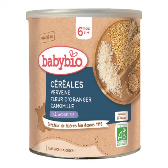 Babybio céréales verveine fleur d'oranger camomille 6 mois et + 220g Babybio céréales verveine fleur d'oranger camomille 6 mois et + 220g