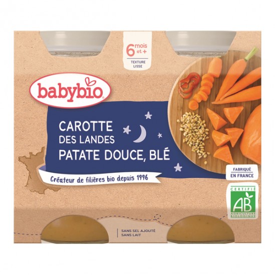 Babybio carotte des Landes patate douce & blé dès 6 mois 2x200g Babybio carotte des Landes patate douce & blé dès 6 mois 2x200g